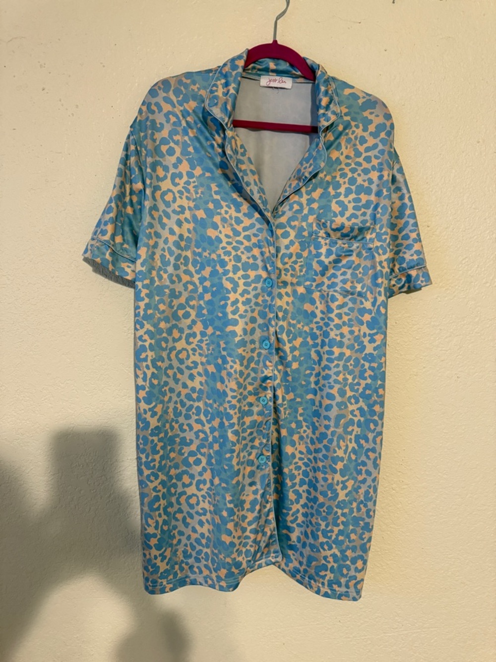 Women’s Jess Lea Brand Blue & Cream Leopard Print Pajama Gown